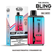 The Crystal Bling Pro Ultra 18000 Disposable Vape Box of 5 - Blue Razz Pineapple / Strawberry Ice - vapeukwholesale